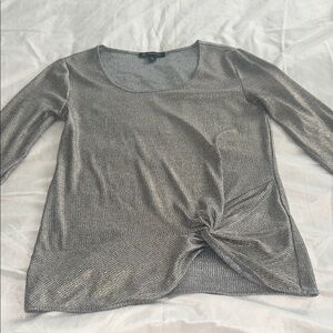 INC International Concepts Metallic Silver Long Sleeve Top